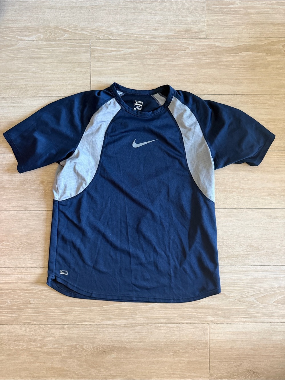 Nike Navy and Light Gray Short-Sleeve Performance Shirt